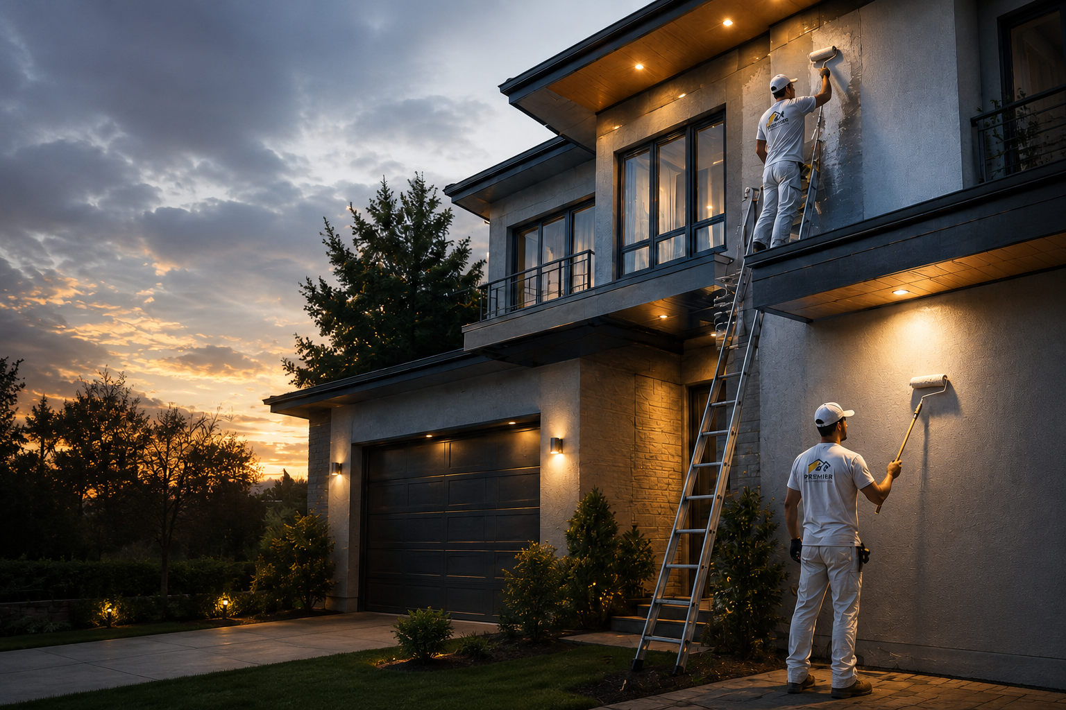 Premier Paint and Construction team completing a professional project